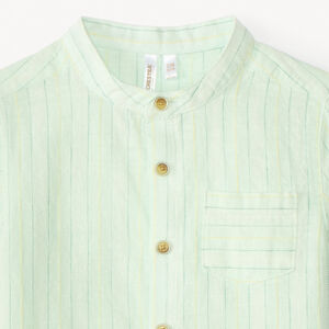 Camisa de rayas de manga corta y cuello mao para bebé niño 