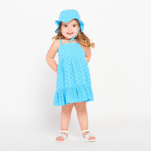 Conjunto vestido y charlotte en bordado inglés liso para bebé niña 