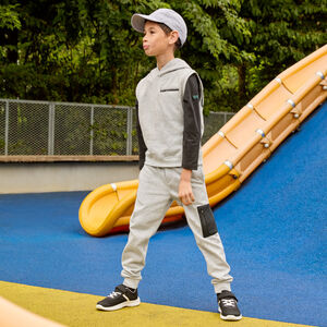 Ensemble sweat molleton sans manches + t-shirt uni pour garçon 