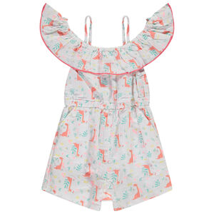 Combishort con volante estampado de dinosaurios para niña bebé 