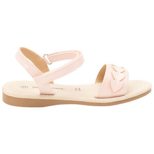 Sandalias rosa empolvado con velcros y parche de corazón para niña 