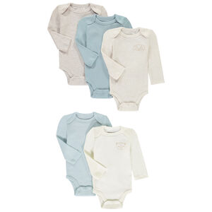 Pack de 5 bodies de manga larga con estampados de animales para bebé niño 