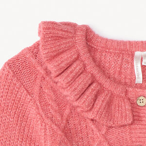 Chaqueta de punto trenzado con volante para bebé niña 