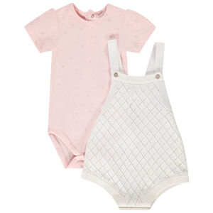 Ensemble 2 pièces barboteuse en tricot pour bébé fille 