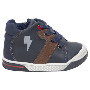 Botines efecto cuero liso con cordones y cremallera 