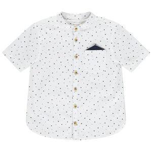 Camisa de manga corta con estampado de cuadros y pañuelo para niño  Main Camisa de manga corta con estampado de cuadros y pañuelo para niño