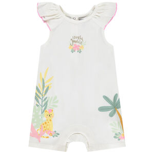 Pelele con volantes y estampado de jungla para bebé niña 