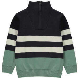 Jersey de rayas con cuello camionero de punto para niño 