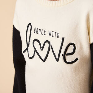 Ropa de punto semi-oversize con efecto colorblock para niña 