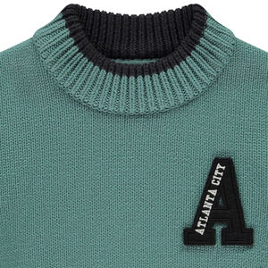 Suéter de punto efecto color block con parche para bebé niño 