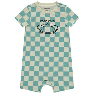 Pelele estampado de damero y print de skate para bebé niño 