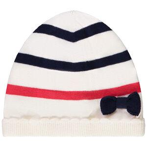 Gorro de punto rayado lazo fantasía para bebé niña 