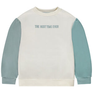 Sudadera efecto color block con bordado para niña 