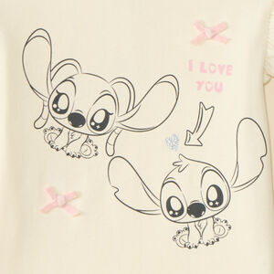 Camiseta de manga larga para bebé niña con estampado de Stitch y Angel. 