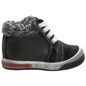 Botines efecto cuero con cordones y cuello de pelo falso 