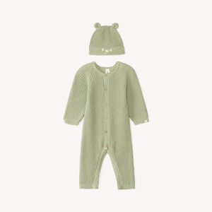 Conjunto de 2 piezas: mono + gorro de punto para niño. 