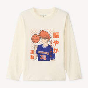 T-shirt manches longues print manga et basketball pour garçon  Main T-shirt manches longues print manga et basketball pour garçon
