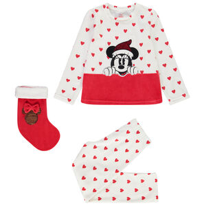Pijama de 2 piezas en terciopelo estampado de corazón + calcetín de Papá Noel Minnie Disney para niña Main Pijama de 2 piezas en terciopelo estampado de corazón + calcetín de Papá Noel Minnie Disney para niña