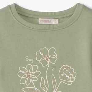 Sudadera de felpa lisa con estampado brillante niña 