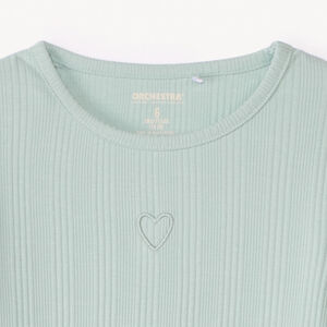 Camiseta de manga larga con corazón bordado para niña 