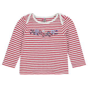 Tee-shirt manches longues rayé en jacquard effet dentelle 