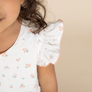 Vestido de manga corta con estampado de flores para niña. 