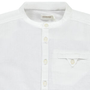 Camisa de manga corta lisa con cuello mao 