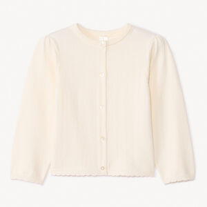 Chaqueta de punto lisa con acabado festoneado para bebé niña  Main Chaqueta de punto lisa con acabado festoneado para bebé niña