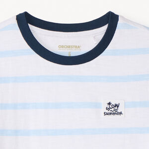 Camiseta de algodón de rayas horizontales de manga corta niño 