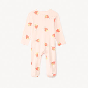 Saco de dormir con cremallera con estampado de fresas + babero para bebé niña 