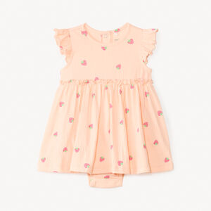 Vestido 2 en 1 con efecto arrugado y estampado divertido para niña bebé 