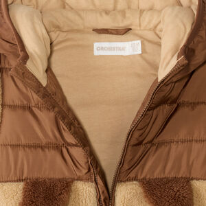 Chaqueta acolchada divertida de sherpa para bebé niño 