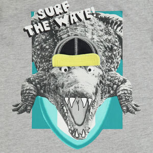 Camiseta manga corta con capucha print cocodrilo 