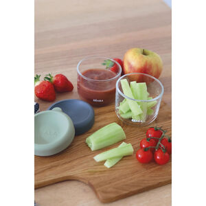 Lot de 2 pots de conservation en verre 150ml Minéral-Vert Sauge 