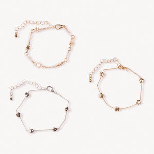 Lot de 3 bracelets unis en chaine pour fille 
