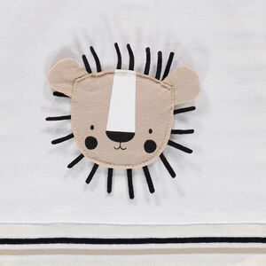 Pelele de algodón orgánico a rayas con león en relieve 