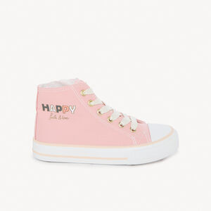 Zapatillas altas de lona con cremallera y cordones decorativos niña 