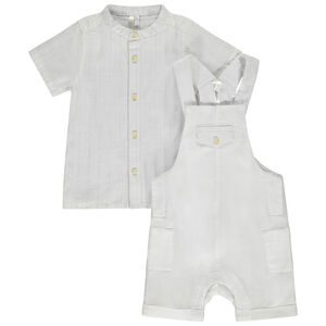 Conjunto de ceremonia 2 piezas con peto para bebé niño 