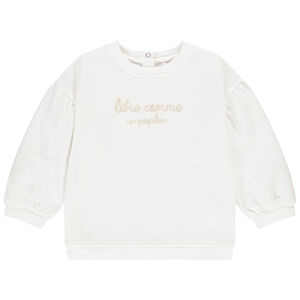 Sweat en molleton à manches bouffantes et broderie brillante pour bébé fille Main Sweat en molleton à manches bouffantes et broderie brillante pour bébé fille