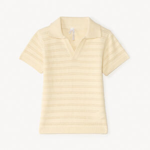 Polo de manga corta de tejido con detalles calados para bebé niño 