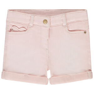 Short uni efecto denim con bolsillo corazón para bebé niña 