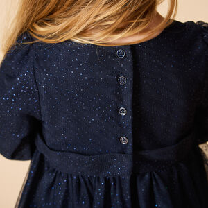 Vestido de fiesta de manga larga en tul brillante para niña bebé 