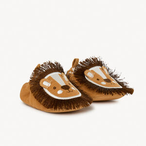 Bottillons en velours marron ludique lion pour bébé garçon  Main Bottillons en velours marron ludique lion pour bébé garçon