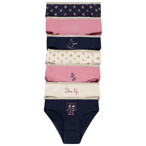 Pack de 7 bragas de punto con estampado fantasía para niña Main Pack de 7 bragas de punto con estampado fantasía para niña