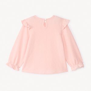 Túnica lisa de manga larga con volantes para bebé niña 