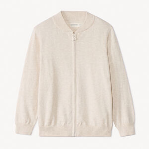 Chaleco con cremallera y cuello teddy de punto liso para niño  Main Chaleco con cremallera y cuello teddy de punto liso para niño