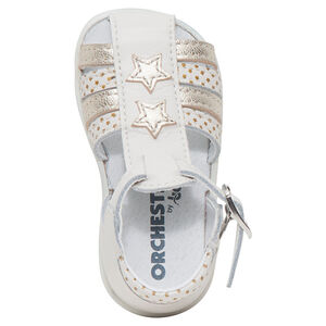 Sandalias de cuero con estrellas y tiras brillantes 