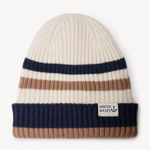 Bonnet en tricot côte à rayures pour garçon   Main Bonnet en tricot côte à rayures pour garçon