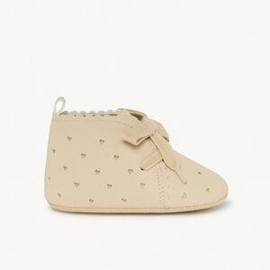 Bottillons fantaisie beige à lacets élastique pour bébé fille  Main Bottillons fantaisie beige à lacets élastique pour bébé fille