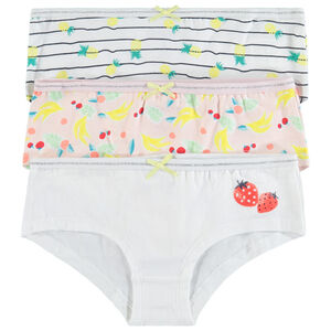 Pack de 3 shorties de algodón con estampado de frutas 